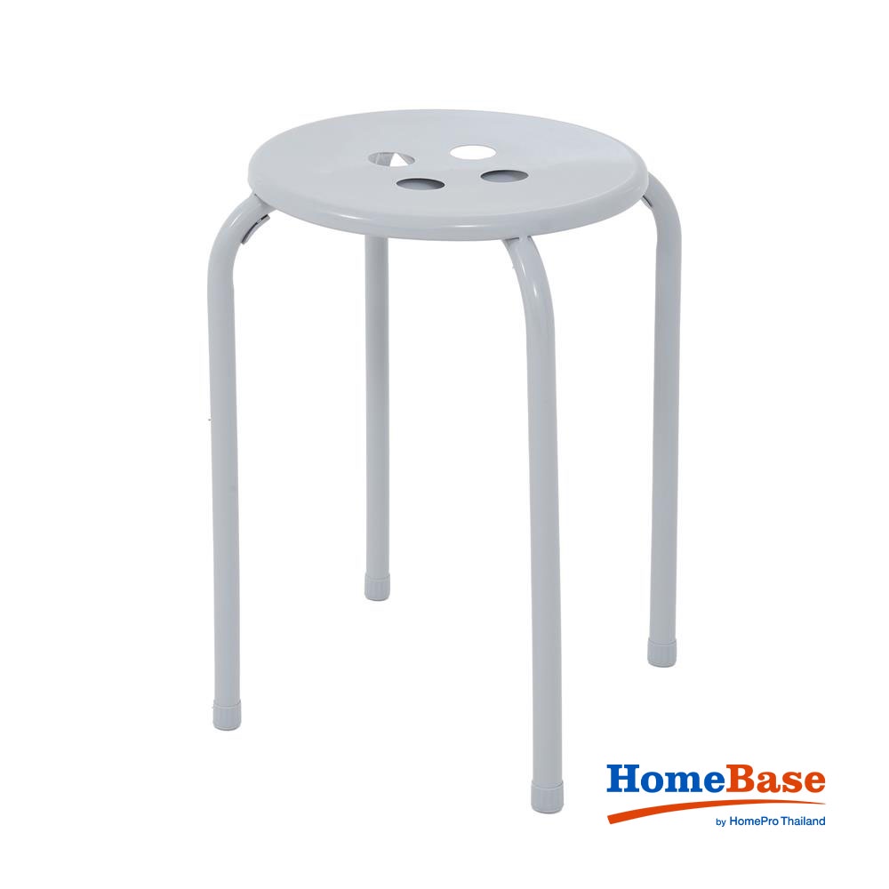 HomeBase FURDINI Ghế ngồi bằng thép trọng lượng nhẹ có thể chồng lên nhau BUTTON W30xH44,5xD30cm màu xám