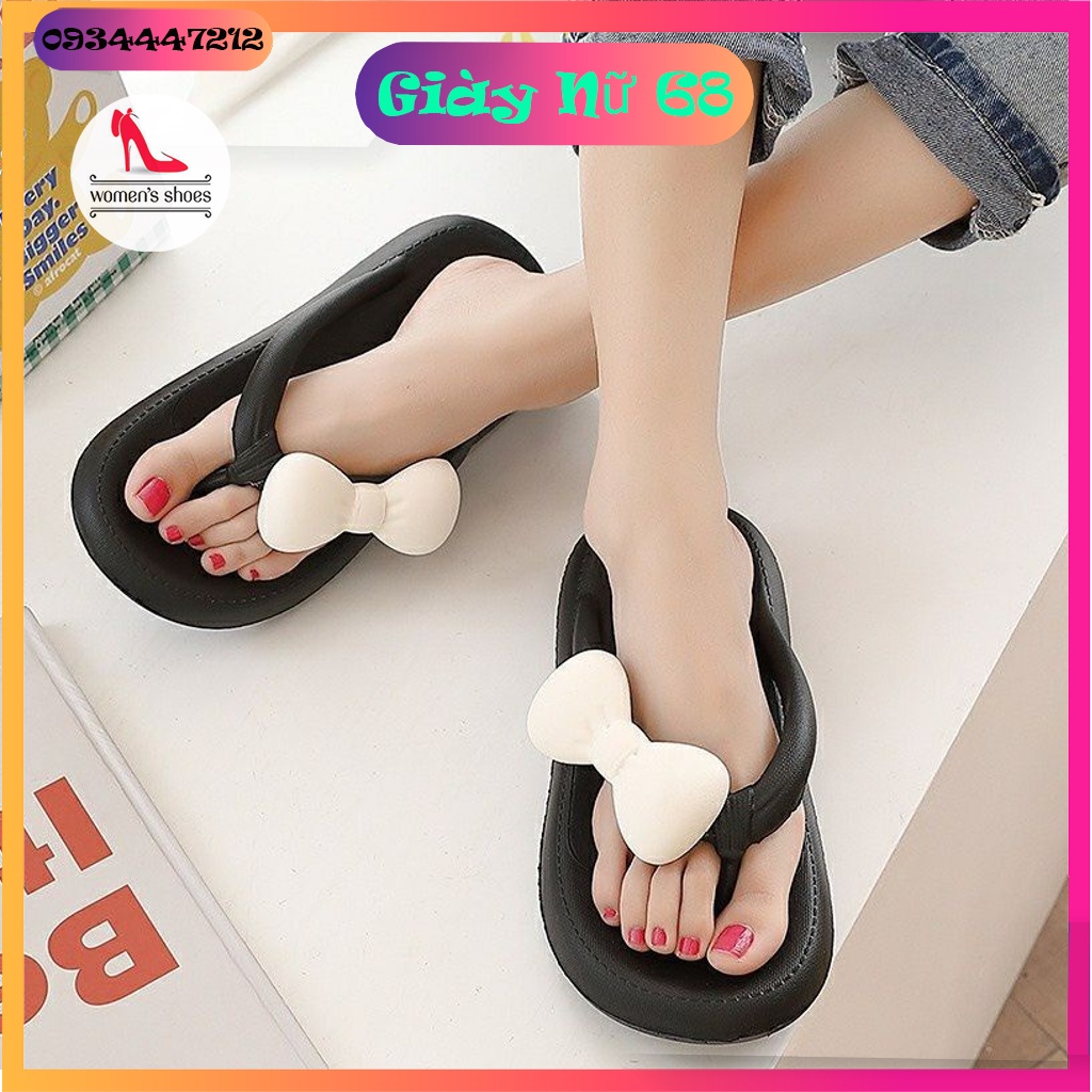 Dép Nữ Nơ To Xỏ Ngón 2 Màu CuTe