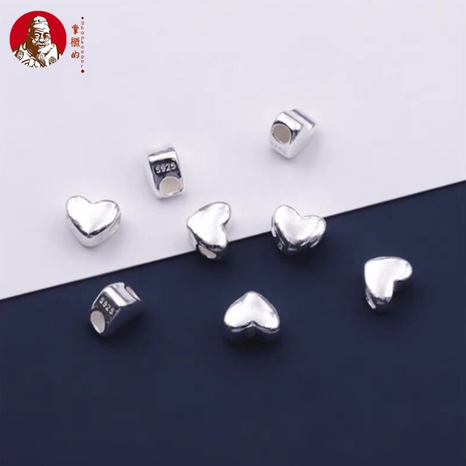 Hạt Bạc S925 Hình Trái Tim Nhỏ Xinh Làm Trang Sức Thủ Công