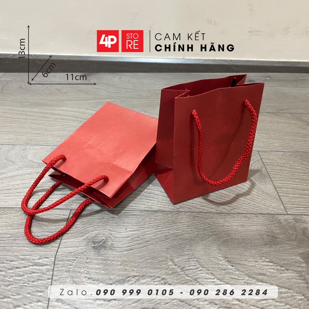 01 TÚI KRAFT ĐỎ ĐẬM QUAI DÙ 11X13X6CM - HỎA TỐC