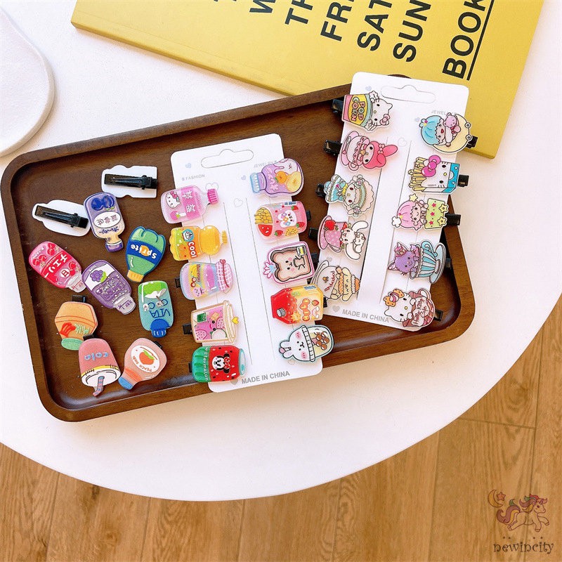 Set 10 kẹp tóc acrylic phong cách Hàn Quốc dễ thương dành cho bé gái