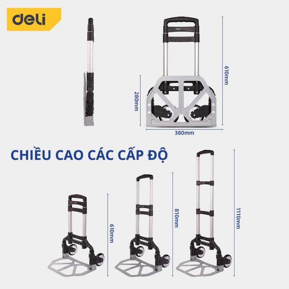 Xe Đẩy Hàng Gấp Gọn Đa Năng Deli Cao Cấp 6 Bánh / 2 Bánh - Chất Liệu Hợp Kim Nhôm Siêu Bền - Tải Trọng 70kg - DL431070 .