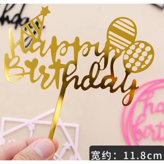 đồ cắm bánh kem sinh nhật [FREESHIP❤️] combo 10 thẻ mica tráng gương siêu đẹp