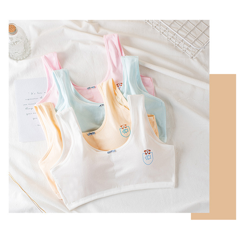 Kids Cotton Sports Training Bra Underwear Puberty Girl Wireless Bralette Vest