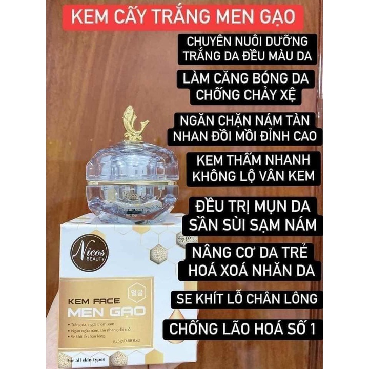 Kem Face Cấy Trắng Men Gạo Nicos Beauty Chính Hãng