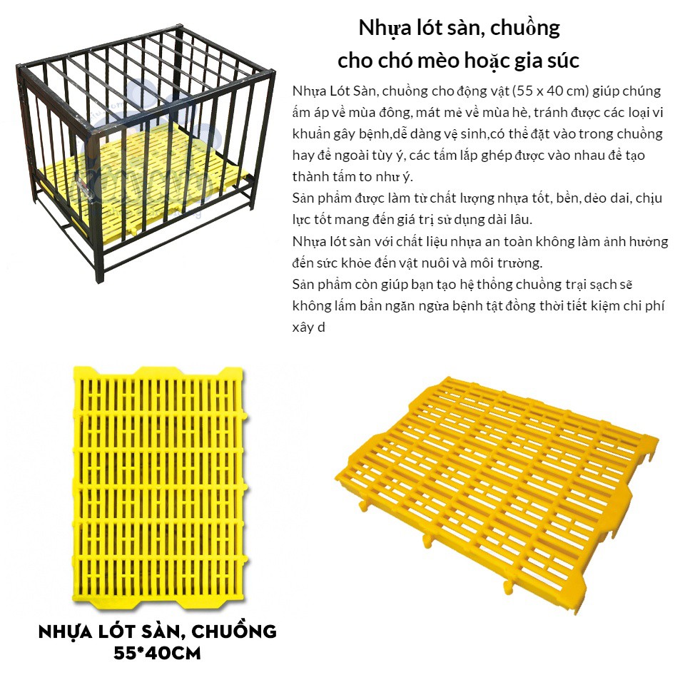 Tấm Nhựa Lót Sàn Chuồng Chó, Mèo, Lợn, Gà Loại 1 Kích Thước 55x40Cm, Lót Sàn Chăn Nuôi Nhựa Ghép, Chống Trượt, Lọt Chân