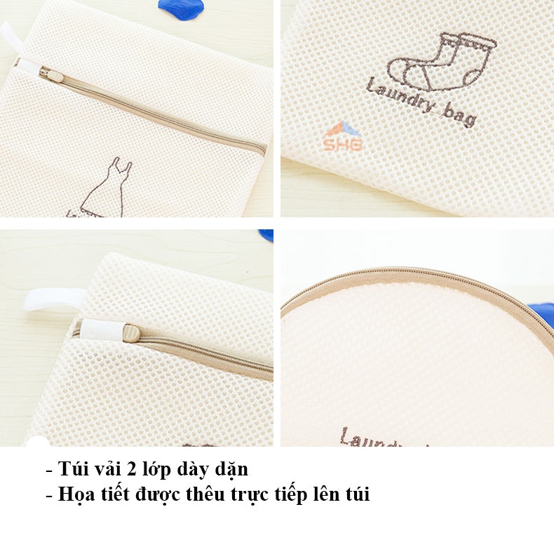 Túi lưới giặt đồ cao cấp 2 lớp dày dặn có dây rút / Túi giặt quần áo áo lót quần lót vớ cho máy giặt có dây kéo - Mã DR