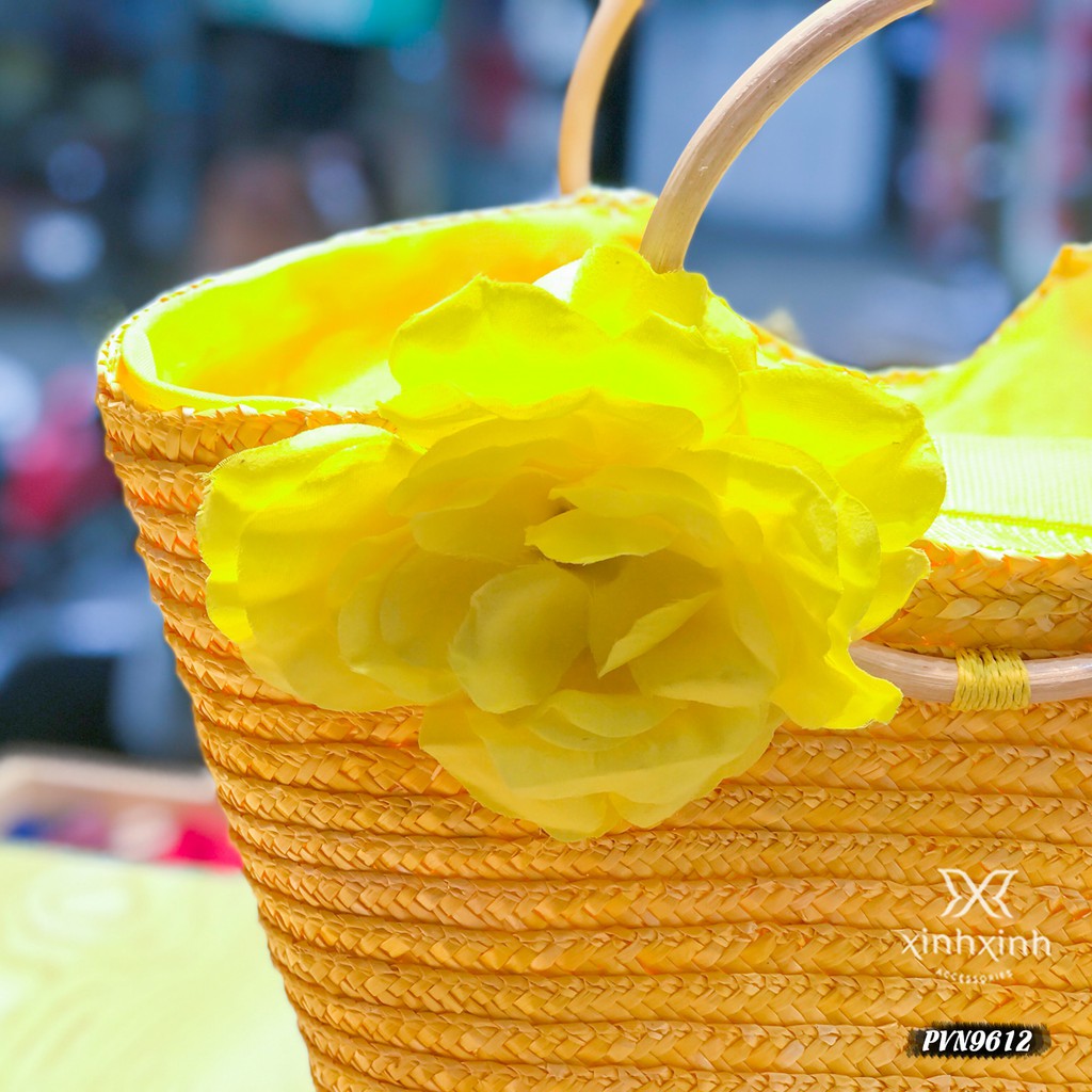 Túi cói hoa trà cao cấp - Xinh Xinh Accessories