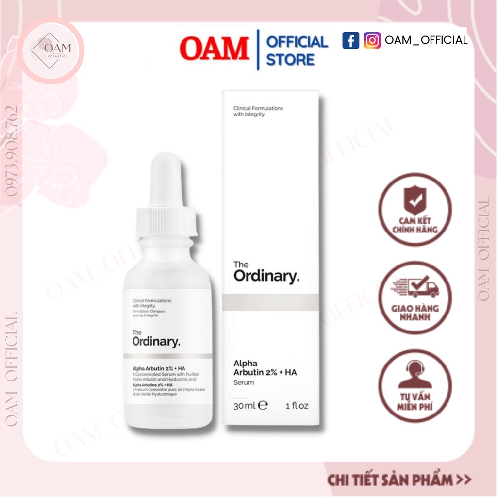 Serum trắng da cấp ẩm Alpha Arbutin 2% + HA The Ordinary