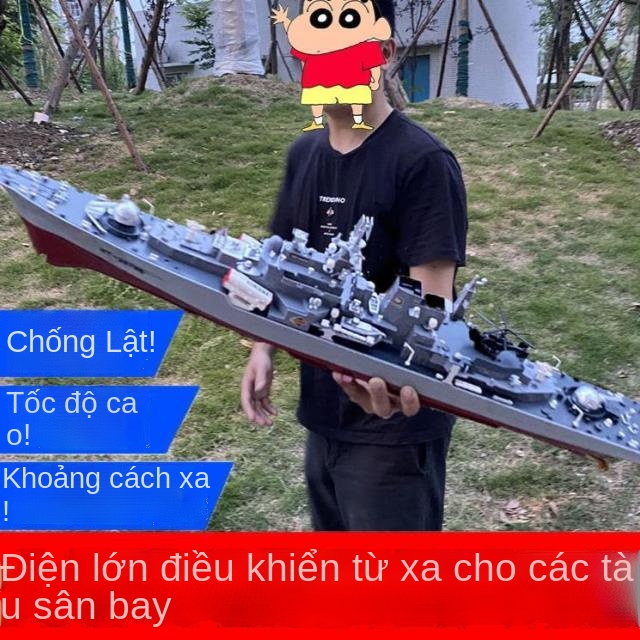 OThuyền điều khiển từ xa siêu lớn dành cho trẻ em có thể phóng xuống nước mô phỏng tàu chiến sân bay cao tốc hình đồ chơ