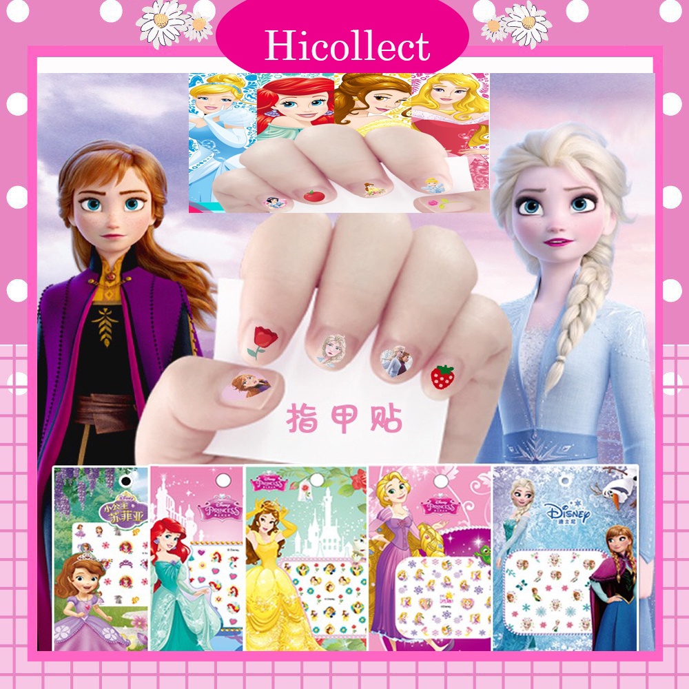 Set Dán móng tay cho bé, Sticker dán móng 3D cho bé gái Elsa, Sofia