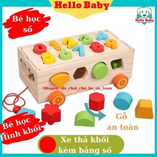 xe đồ chơi cho bé 💖 Hello Baby 💖Đồ Chơi Xe Kéo Thả Hình Và Số Giúp Bé Học Hình Khối Màu Sắc Và Số Đếm