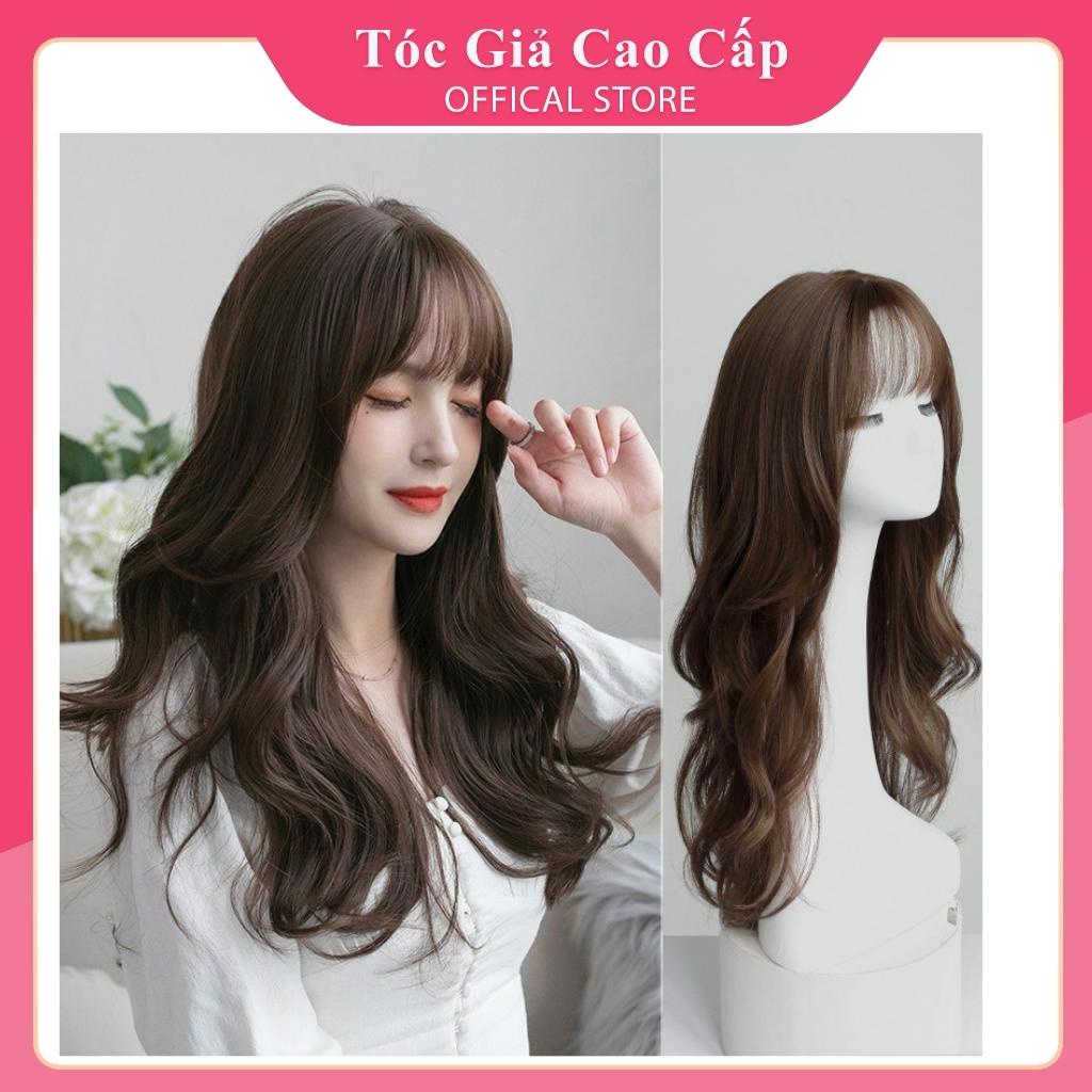 Tóc giả nữ nguyên đầu xoăn tự nhiên cao cấp, tặng kèm wig, C8289