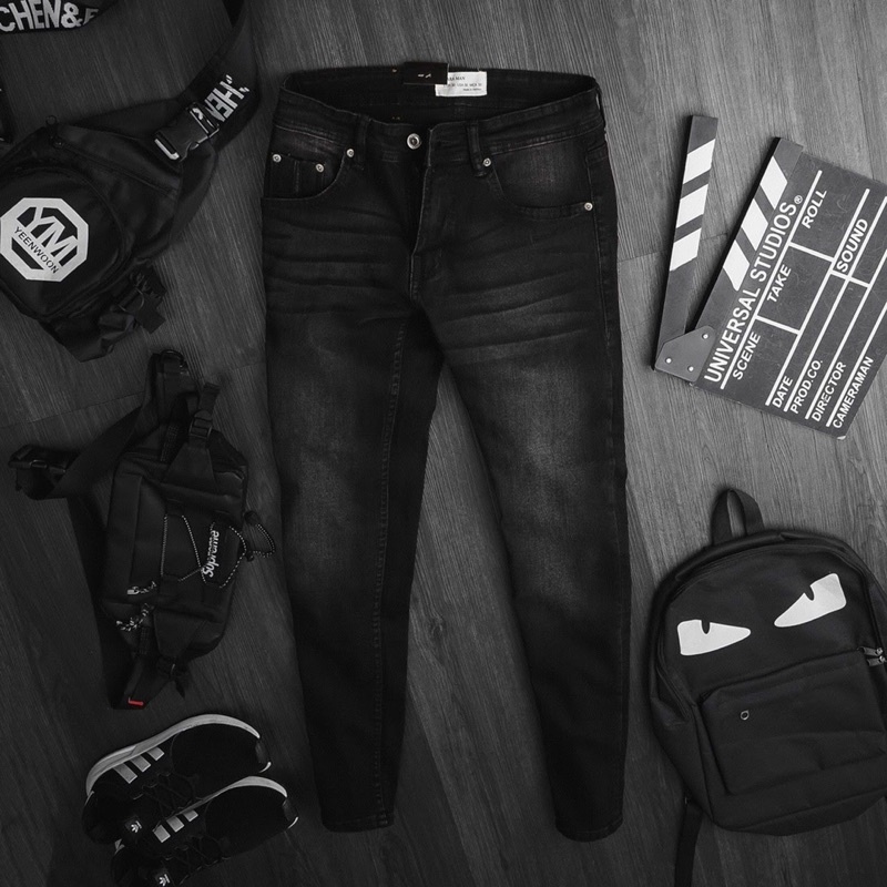 Quần Jean Dài Nam Xám mài co giãn dáng slimfit hàng xịn VNXK