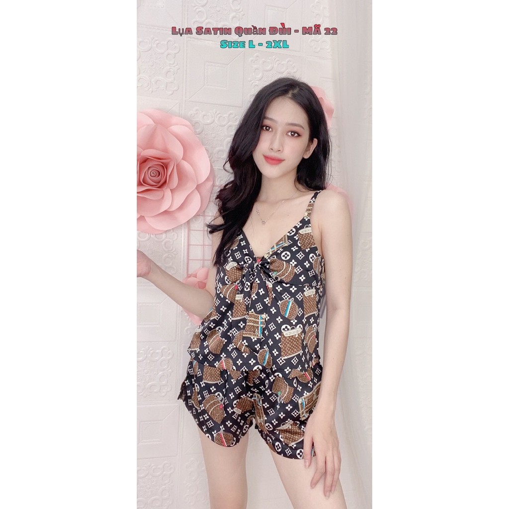 HÀNG CAO CẤP - SET ĐỒ BỘ LỤA SATIN ĐÙI 2 DÂY | BigBuy360 - bigbuy360.vn