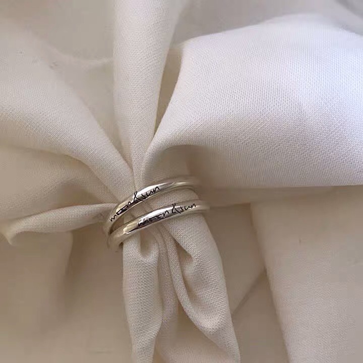 Nhẫn bạc bản bo tròn khắc chữ TleeJewelry A0307