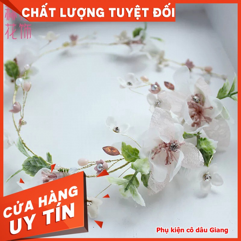 <TP>Cô dâu vòng hoa kèm hoa tai mẫu mới nhất 6-2018