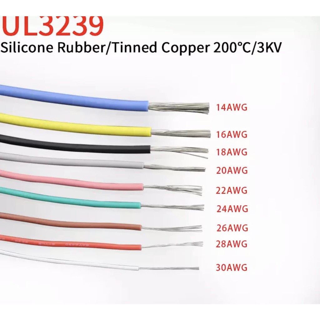 BN. Cuộn 5m dây 24 AWG Silicon dẻo, chống cháy UL3239 chịu nhiệt 200độ.