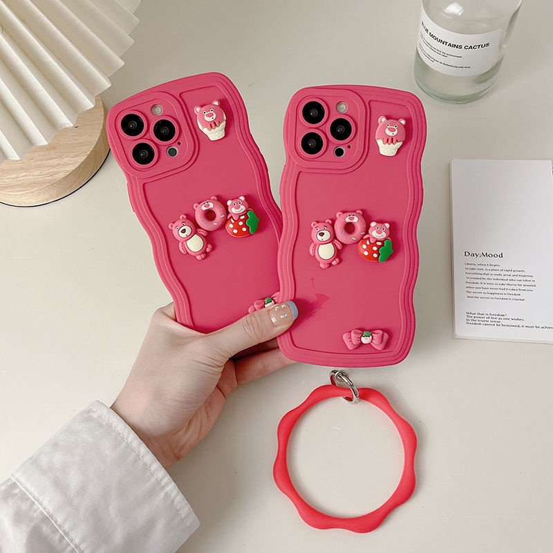 Ốp Điện Thoại Ba Chiều In Hình Gấu Dâu Tây Cho iPhone 12 13 14 11 Pro Max X Xs Max Xr krhrtf8