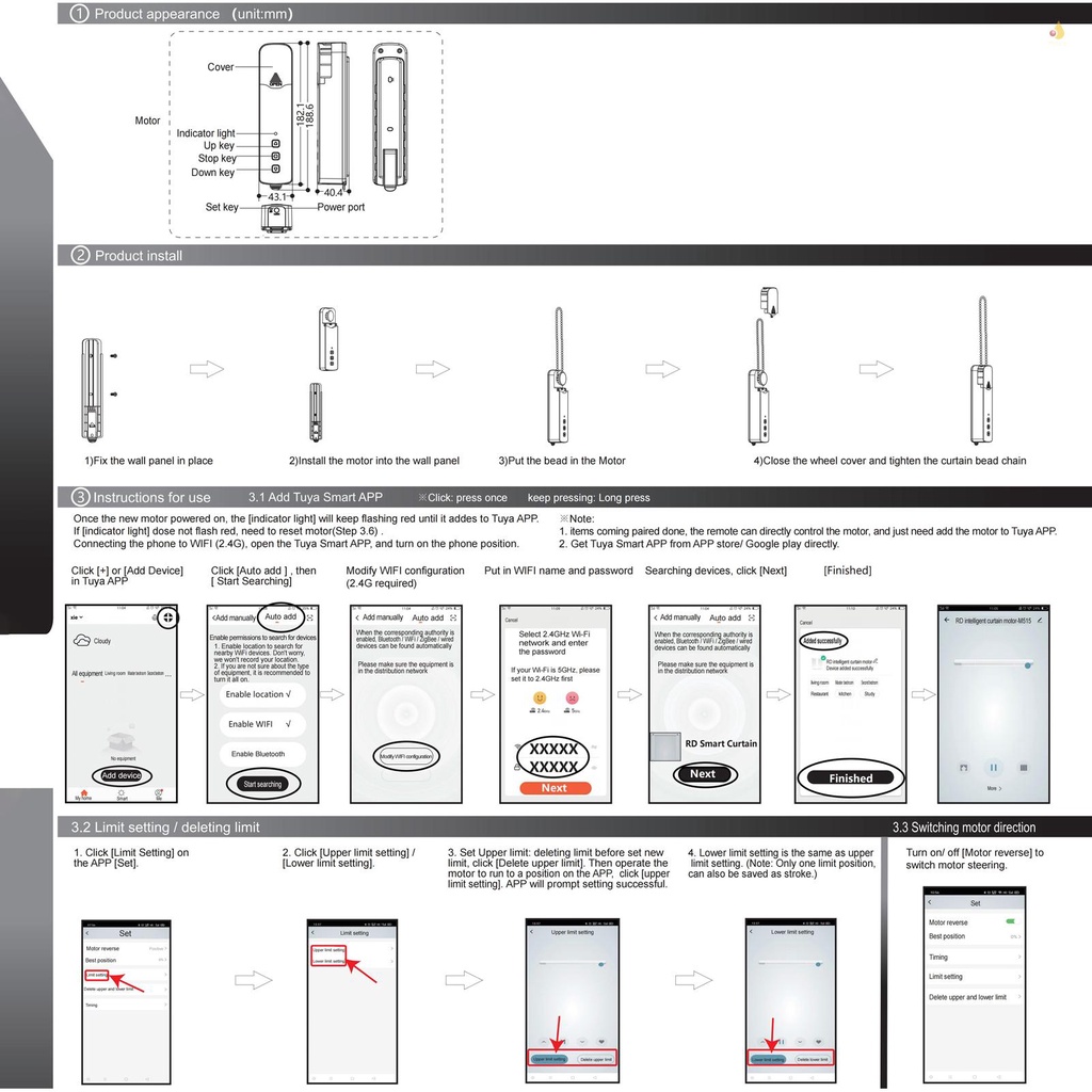 {mynivn} Tuya WiFi TM616EGWT Rèm Cửa Dạng Hạt Kéo Thông Minh Cho Nhà Ở / Khách Sạn / Điện Thoại Di Động Điều Khiển Giọ
