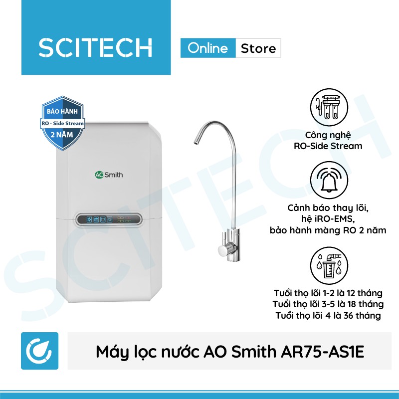 Máy lọc nước AO Smith AR75-AS1E - Máy lọc nước AO Smith AR75-AS2 (Vòi điện tử)