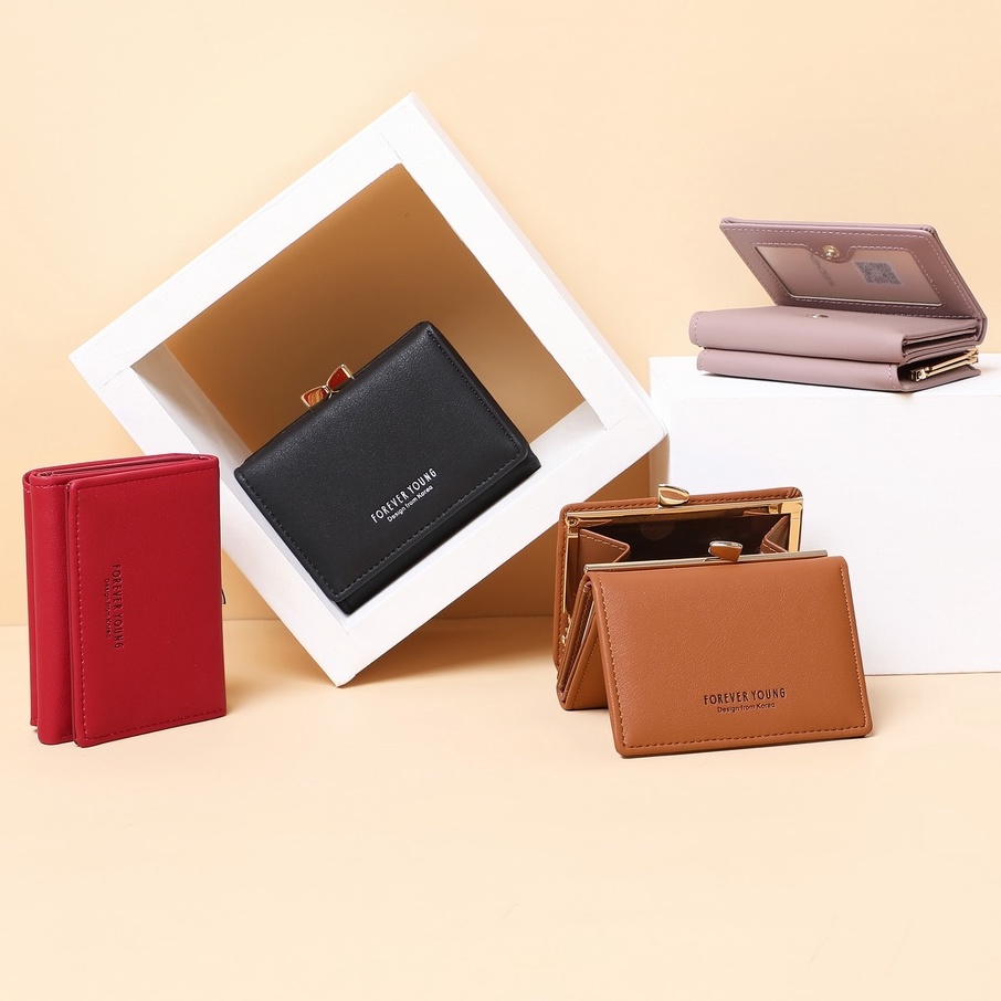 Ví nữ mini cầm tay GENZZZ phối khóa nơ thiết kế nhiều ngăn tiện dụng V026