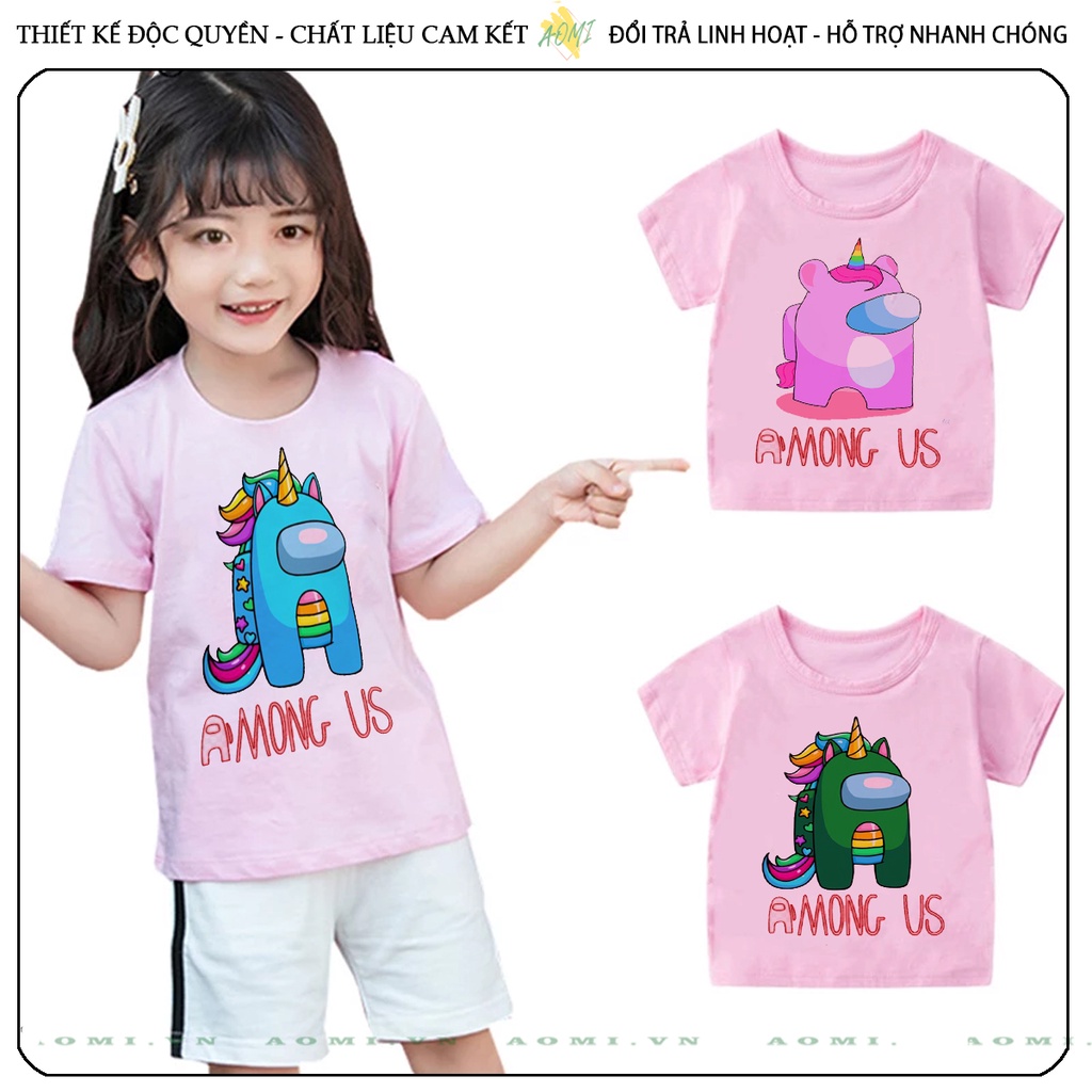 ÁO THUN PINK AMONG US UNICORN KID PHÔNG NAM NỮ GIA ĐÌNH CẶP ĐÔI CÓ SIZE TRẺ EM CHO BÉ TRAI GÁI AOMIVN