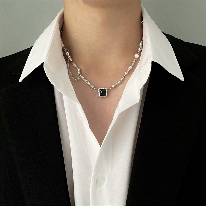Vòng cổ Màu Đen Đính Ngọc Trai Thiết Kế Không Đều Cao Cấp Thời Trang
