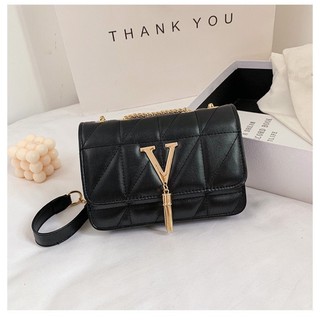 Túi Xách Nữ Khóa Chứ V Trần Ô Căng Mịn Size 20- Túi Đeo Chéo Nữ Khóa Chữ V Trần Ô Chất Da Đẹp