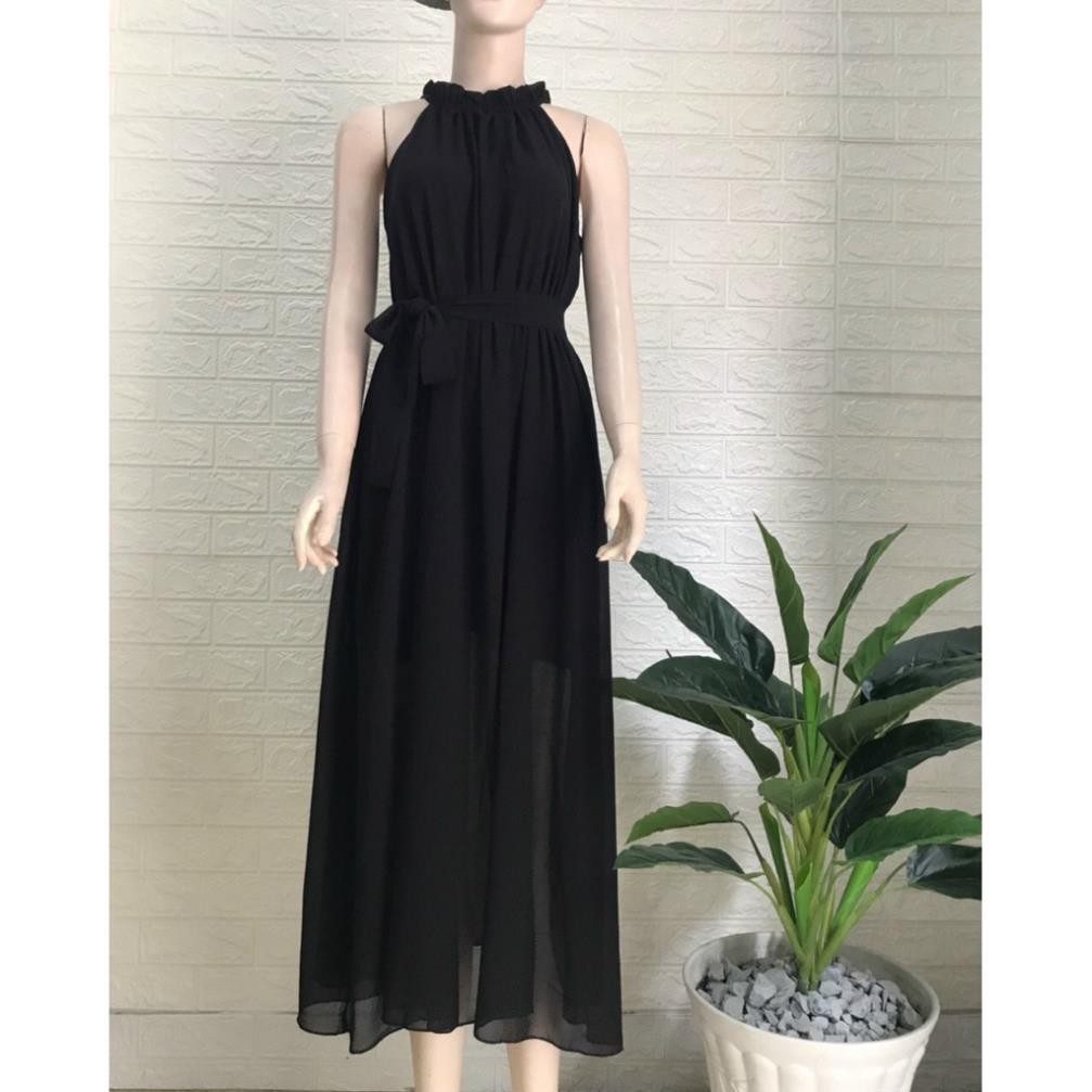 Váy Maxi Đi Biển Suông Dài Cổ Yếm - Đầm Maxi Bầu Du Lịch - Maxi Dress Dạ Hội Siêu Đẹp Siêu Sang