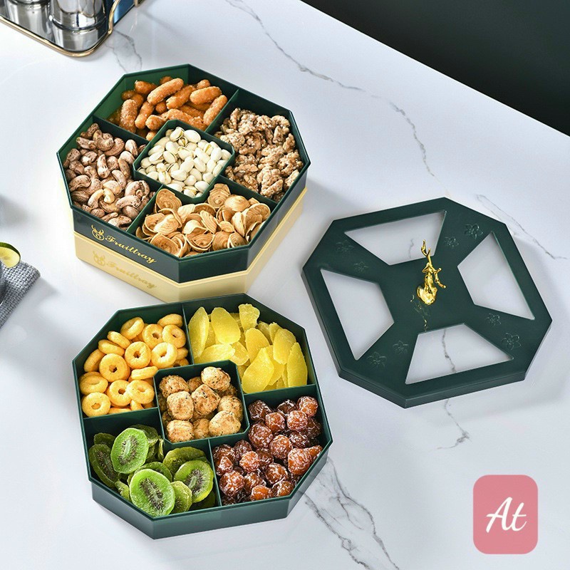 HÀNG LOẠI 1Khay mứt 3 tầng hình hươu vàng cao cấp - Hộp đựng bánh kẹo đựng mứt phong cách Châu Âu sang trọng - LỖI 1 Đ