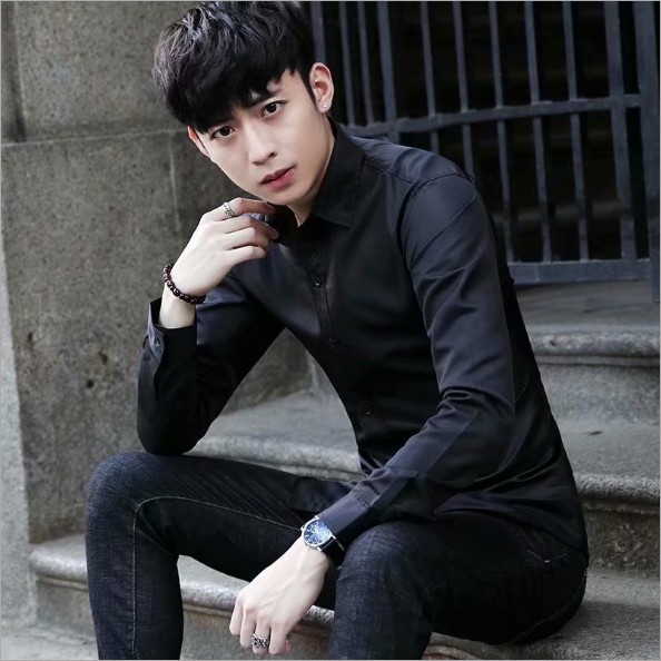 Áo sơ mi nam dài tay, chất liệu cotton poly, với from slimfit đuôi tôm chuẩn đẹp, thiết kế đơn giản cuốn hút