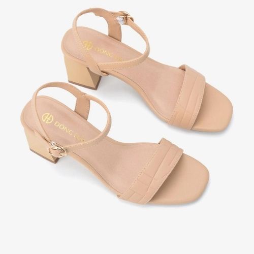 Giày Sandal cao gót nữ Đông Hải quai ngang dập vân gót vuông cao 7cm dễ di chuyển - S5806