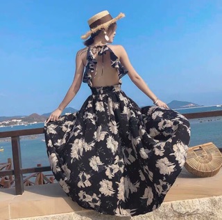 ĐẦM MAXI HOA HỞ LƯNG