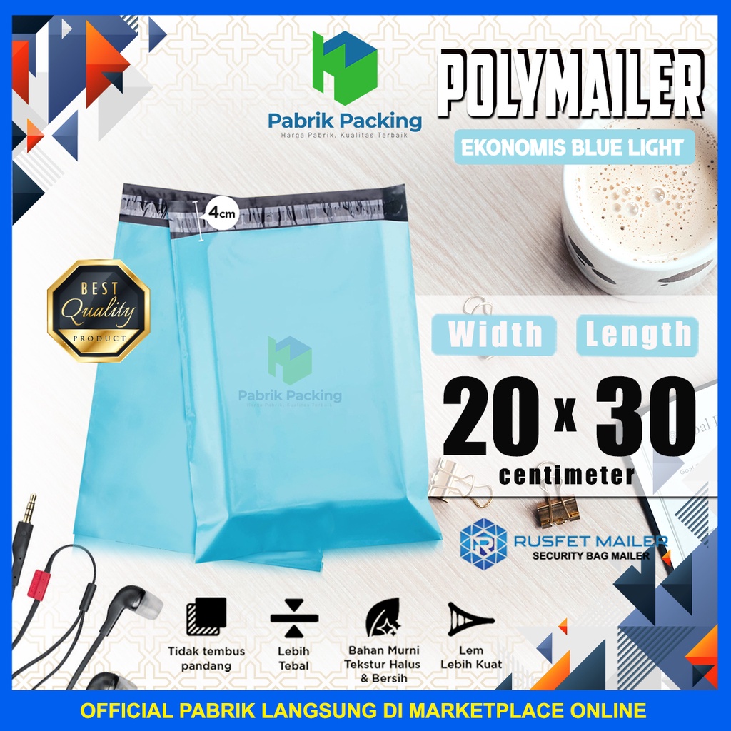 Túi Đựng Đồ Bằng Nhựa Màu Xanh Dương Nhạt Kích Thước 20x30cm