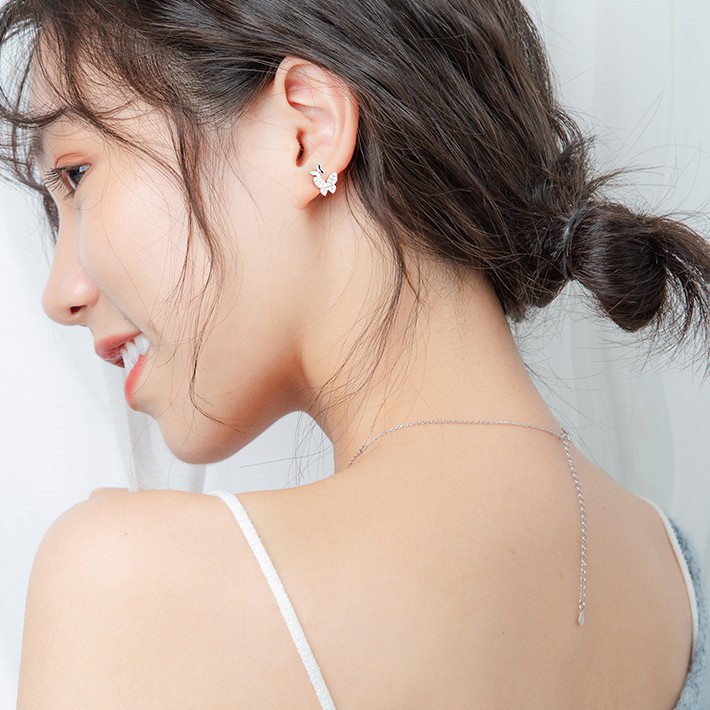 Bông tai mạ bạc 925 hình bướm phong cách Hàn Quốc