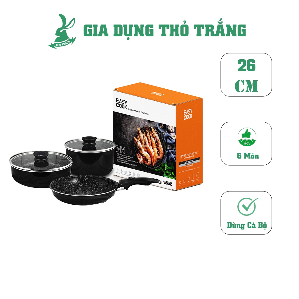 BỘ EASYCOOK 6 CÁI ĐÁY TỪ MÀU ĐEN