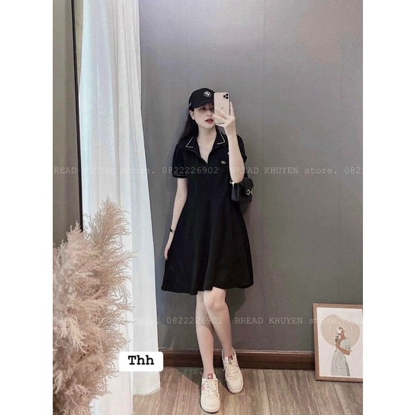 VÁY XOÈ POLO THÊU CÁ SẤU PHỐI VIỀN TRẮNG NỮ