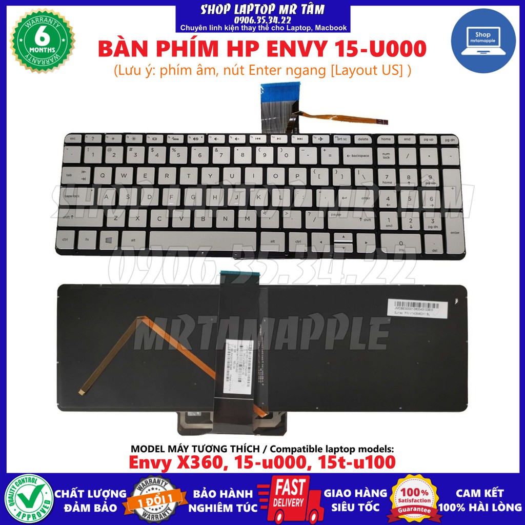 (KEYBOARD) BÀN PHÍM LAPTOP HP ENVY 15-U000 dùng cho Envy X360, 15-u000, 15t-u100