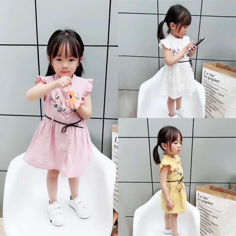 Đầm không tay thêu hoa xinh xắn cho bé