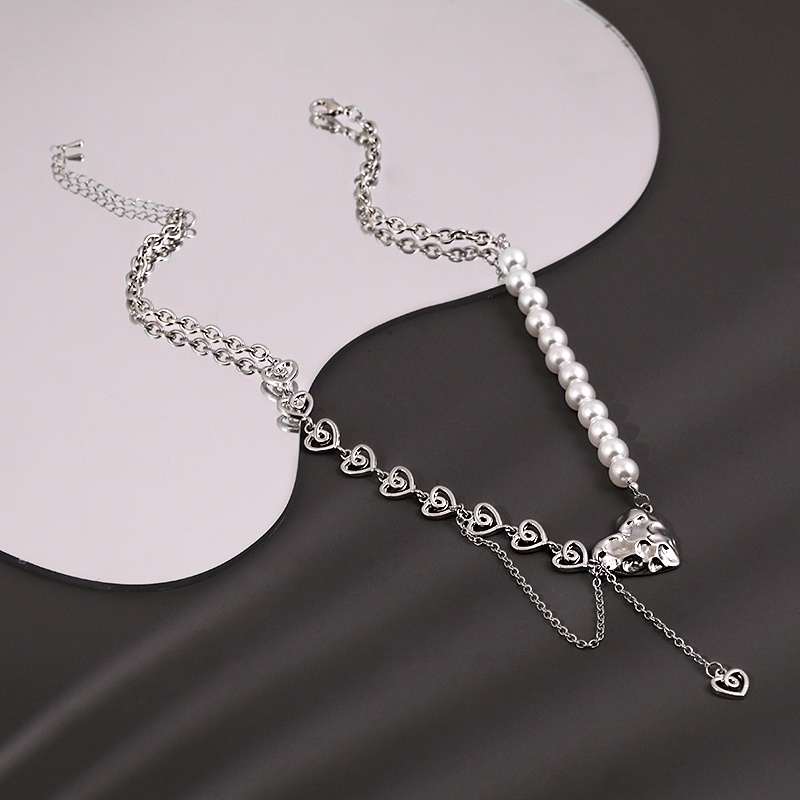 Vòng cổ chuỗi phối hạt ngọc trai cá tính thời trang phong cách hip hop