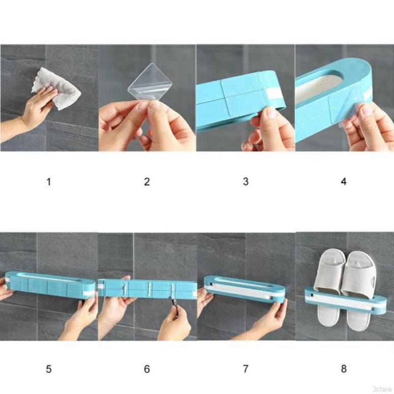 Kệ Giá Để Giày Dép Dán Tường 3in1, Thanh Treo Khăn Nhà Tắm