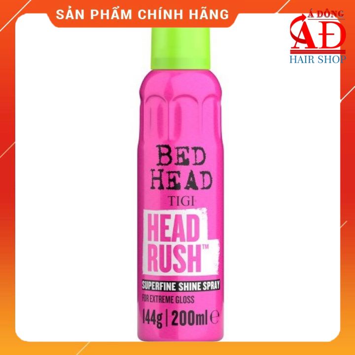 [+Tặng mũ trùm] XỊT TẠO BÓNG DẠNG SƯƠNG SIÊU MỊN TIGI BED HEAD RUSH SHINE SPRAY 200ML (CHAI)
