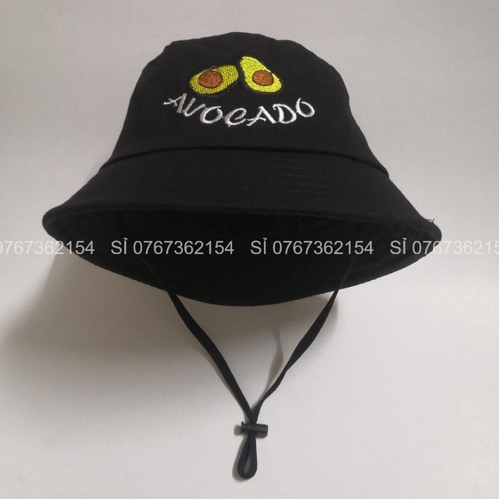 Mũ Bucket Trẻ Em Cho Bé Từ 2-6 Tuổi Vành Tròn 1 Lớp Thêu Trái Bơ X