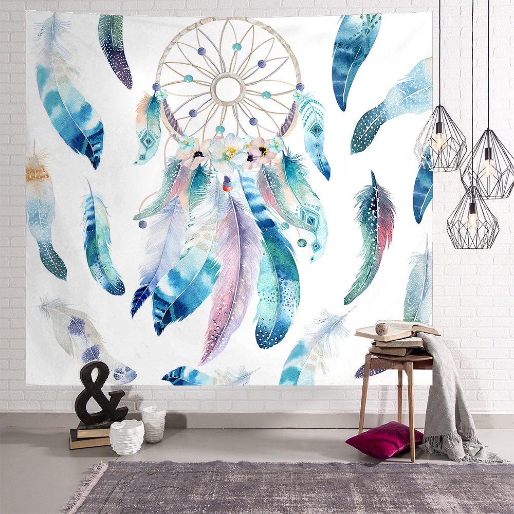 [TẶNG móc dán tường + đinh] Tranh vải decor Dreamcatcher - Tranh vải treo tường lông vũ