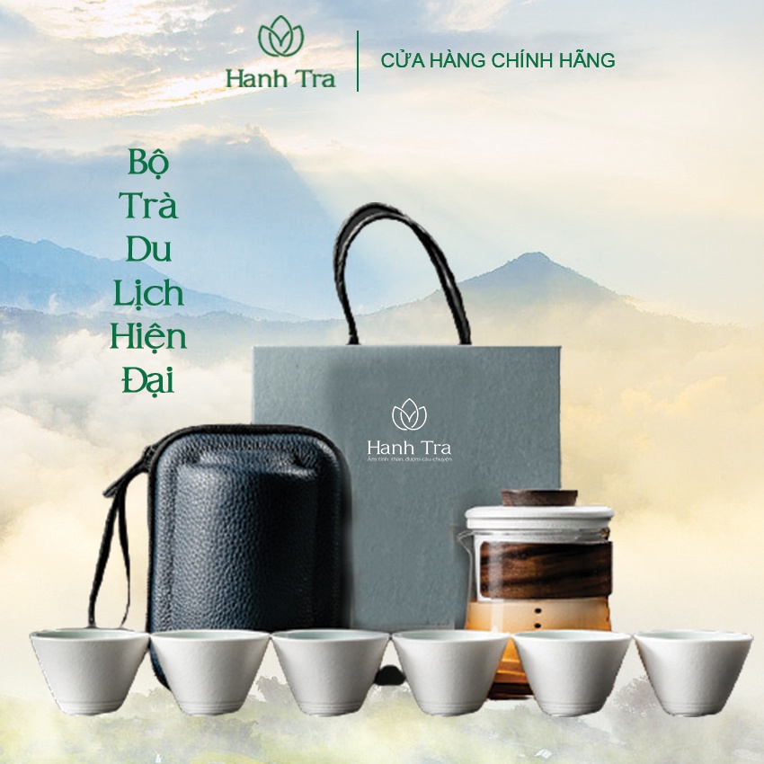 Bộ ấm chén pha trà du lịch hiện đại bằng gốm sứ thuỷ tinh chịu nhiệt cao cấp 350ml dùng đi công tác tại văn phòng, ở nhà