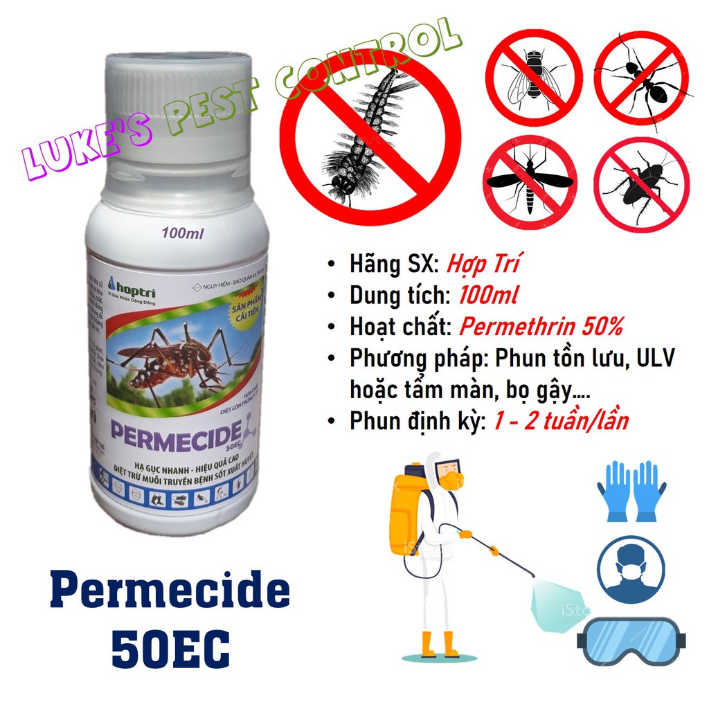 Thuốc diệt muỗi, ruồi và côn trùng permecide 50EC của Hợp Trí - 100ml - an toàn và hiệu quả với người dùng