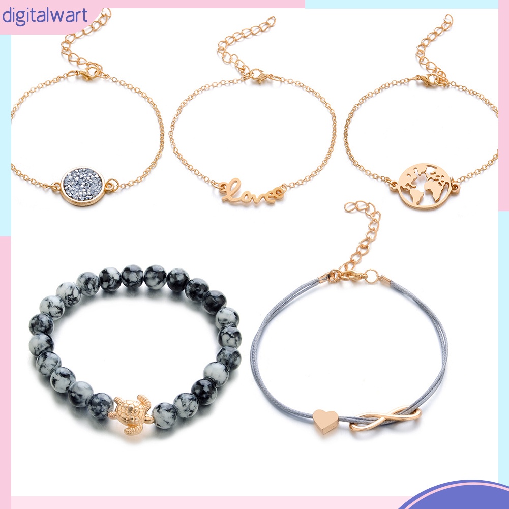 Set 4 / 5 vòng tay chuỗi hạt nhiều lớp thời trang cho nữ