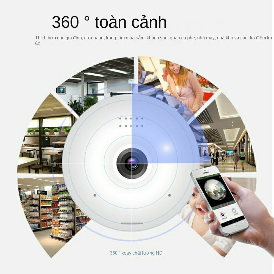 Toàn cảnh bóng đèn không dây wifi camera giám sát nhà mạng điện thoại di động thông minh độ nét cao bộ trong