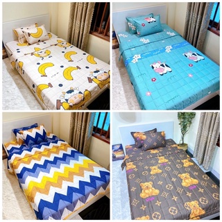 Bộ chăn hè trần bông 5 món cotton poly , ga chun , 2 vỏ gối đầu , 1 vỏ gối ôm